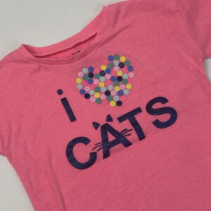 oshkosh b'gosh I Love Cats Pink Shirt; 18 M; 3/4 Sleeves